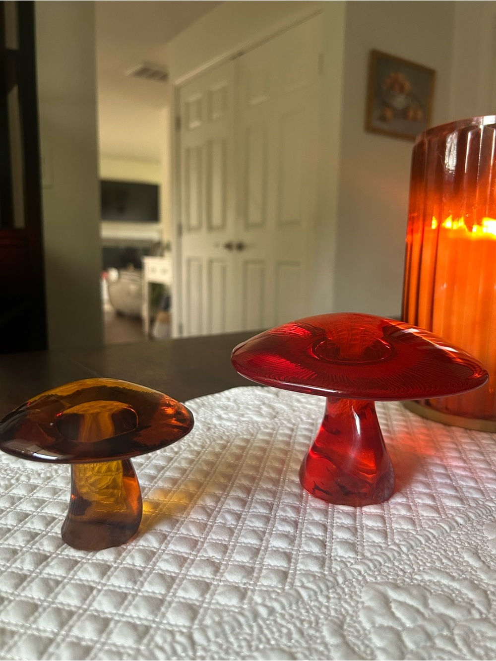 Vintage Amberina Art Glass Mushroom PapperweightMid-Century Modern Viking style - Picture 3 of 9